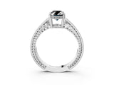 White gold Fancy Black Oval Cut Diamond Engagement Ring with Milgrain Channel Set Band and Prong Setting_3