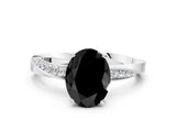 White gold Fancy Black Oval Cut Diamond Engagement Ring with Side Stone Accents and Four-Prong Setting_24