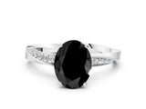 White gold Fancy Black Oval Cut Diamond Engagement Ring with Side Stone Accents and Four-Prong Setting_36
