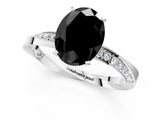 White gold Fancy Black Oval Cut Diamond Engagement Ring with Side Stone Accents and Four-Prong Setting_37