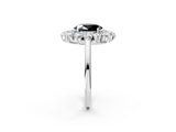 White gold Fancy Black Oval Cut Diamond Floral Double Halo Engagement Ring with Prong Setting_2