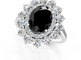 White gold Fancy Black Oval Cut Diamond Floral Double Halo Engagement Ring with Prong Setting_37