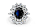 White gold Fancy Black Oval Cut Diamond Floral Double Halo Engagement Ring with Prong Setting_48