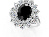 White gold Fancy Black Oval Cut Diamond Floral Double Halo Engagement Ring with Prong Setting_49