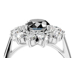 White gold Fancy Black Oval Cut Diamond Floral Double Halo Engagement Ring with Prong Setting_4