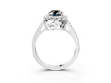 White gold Fancy Black Oval Cut Diamond Floral Halo Ring with Pavé Band and Prong Setting_10