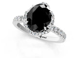 White gold Fancy Black Oval Cut Diamond Halo Pave Band with Four-Prong Setting_4