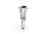 White gold Fancy Black Oval Cut Diamond Halo Ring with Split Shank Pavé Band and Four-Prong Setting_14