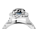 White gold Fancy Black Oval Cut Diamond Halo Ring with Split Shank Pavé Band and Prong Setting_16