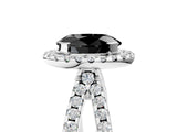 White gold Fancy Black Oval Cut Diamond Halo Ring with Split Shank Pavé Band and Prong Setting_17