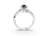 White gold Fancy Black Oval Cut Diamond Halo Ring with Split Shank and Bezel Accents and Four-Prong Setting_3