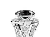 White gold Fancy Black Oval Cut Diamond Halo Ring with Split Shank and Bezel Accents and Four-Prong Setting_5