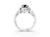 White gold Fancy Black Oval Cut Diamond Halo Ring with Split Shank and Bezel Accents and Prong Setting_3