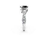 White gold Fancy Black Oval Cut Diamond  Halo Twist Band Solitaire Prong Setting Ring_14