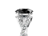 White gold Fancy Black Oval Cut Diamond  Halo Twist Band Solitaire Prong Setting Ring_17