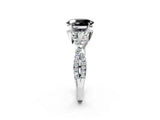 White gold Fancy Black Oval Cut Diamond  Halo Twist Band Solitaire Prong Setting Ring_50