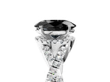 White gold Fancy Black Oval Cut Diamond Halo Twist Band Solitaire Prong Setting Ring_5