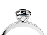 White gold Fancy Black Oval Cut Diamond Milgrain Pavé Engagement Ring with Four-Prong Setting_4