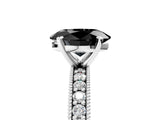 White gold Fancy Black Oval Cut Diamond Milgrain Pavé Engagement Ring with Four-Prong Setting_5
