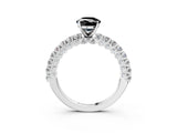 White gold Fancy Black Oval Cut Diamond Pavé Band Solitaire Ring with Prong Setting_27