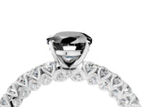 White gold Fancy Black Oval Cut Diamond Pavé Band Solitaire Ring with Prong Setting_28