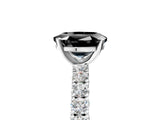White gold Fancy Black Oval Cut Diamond Pavé Band Solitaire Ring with Prong Setting_29
