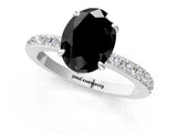 White gold Fancy Black Oval Cut Diamond Pavé Engagement Ring with Round  Accents and Prong Setting_25