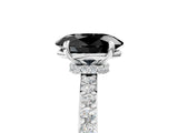 White gold Fancy Black Oval Cut Diamond Pavé Engagement Ring with Round  Accents and Prong Setting_29