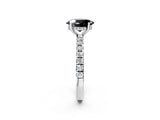 White gold Fancy Black Oval Cut Diamond Pave Band Solitaire Ring with Round  and Prong Setting_74