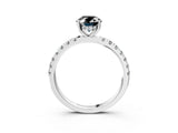 White gold Fancy Black Oval Cut Diamond Pave Band Solitaire Ring with Round  and Prong Setting_75
