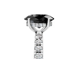 White gold Fancy Black Oval Cut Diamond Pave Band Solitaire Ring with Round  and Prong Setting_77