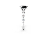 White gold Fancy Black Oval Cut Diamond Prong Set Engagement Ring with Pave Band_2
