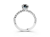 White gold Fancy Black Oval Cut Diamond Prong Set Engagement Ring with Pave Band_3