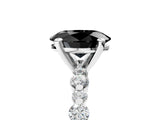 White gold Fancy Black Oval Cut Diamond Prong Set Engagement Ring with Pave Band_5