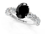 White gold Fancy Black Oval Cut Diamond Prong Setting with Side Stones on a Pave Band_1