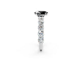 White gold Fancy Black Oval Cut Diamond Prong Setting with Side Stones on a Pave Band_2