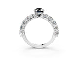 White gold Fancy Black Oval Cut Diamond Prong Setting with Side Stones on a Pave Band_3