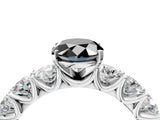 White gold Fancy Black Oval Cut Diamond Prong Setting with Side Stones on a Pave Band_4