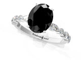 White gold Fancy Black Oval Cut Diamond Ring with Marquise and Round  Side Stones and Four-Prong Setting_49