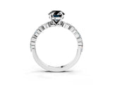 White gold Fancy Black Oval Cut Diamond Ring with Marquise and Round  Side Stones and Four-Prong Setting_51