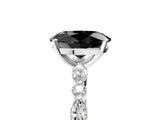 White gold Fancy Black Oval Cut Diamond Ring with Marquise and Round  Side Stones and Four-Prong Setting_53