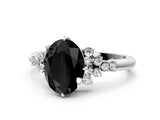 White gold Fancy Black Oval Cut Diamond Ring with Side Stones and Four-Prong Setting_108