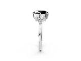 White gold Fancy Black Oval Cut Diamond Ring with Side Stones and Four-Prong Setting_110