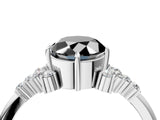 White gold Fancy Black Oval Cut Diamond Ring with Side Stones and Four-Prong Setting_112