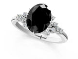 White gold Fancy Black Oval Cut Diamond Ring with Side Stones and Four-Prong Setting_13