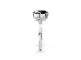 White gold Fancy Black Oval Cut Diamond Ring with Side Stones and Four-Prong Setting_14