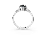 White gold Fancy Black Oval Cut Diamond Ring with Side Stones and Four-Prong Setting_15