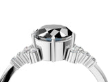 White gold Fancy Black Oval Cut Diamond Ring with Side Stones and Four-Prong Setting_16