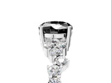 White gold Fancy Black Oval Cut Diamond Scattered Round Accent Ring with Prong Setting_17
