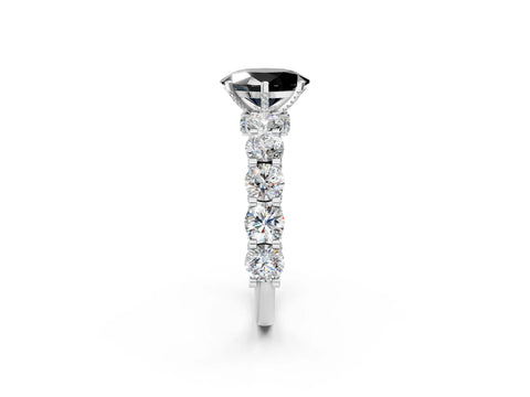 White gold Fancy Black Oval Cut Diamond Side Stone Engagement Ring with Four-Prong Setting_32